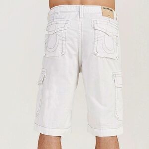 True Religion Men's Isaac Trooper Cargo Shorts White, SIZE 33